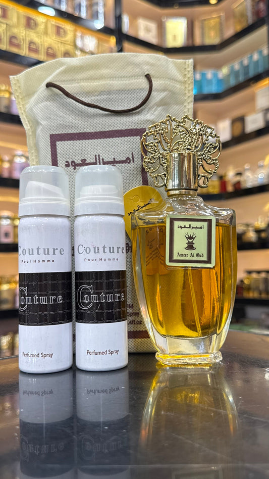 Ameer Al Oud – 100ml with 2 body spray gift (allow to open)