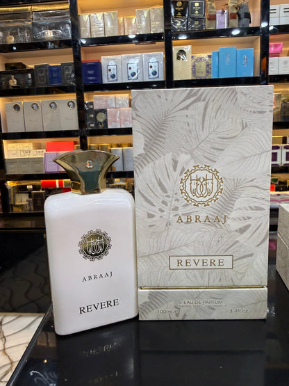 This is Abraaj Revere Eau de Parfum (100ml) — a stylish, budget-friendly fragrance often found in Middle Eastern-style perfume collections. (Allaow to open)