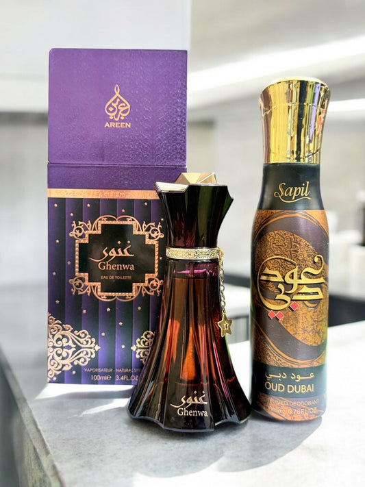 Ghenwa Perfume 100ml by Areen with Body Spray Gift (Allow to Open)