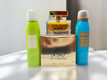 LA UNO Perfume 100ml With 2 Body Spray Gifts (Allow to open)
