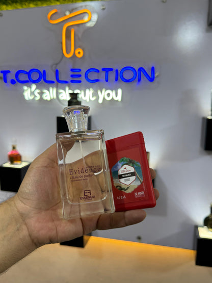 Essencia Evidenc Perfume by Fragrance world with body spray Gift (Allow to open)