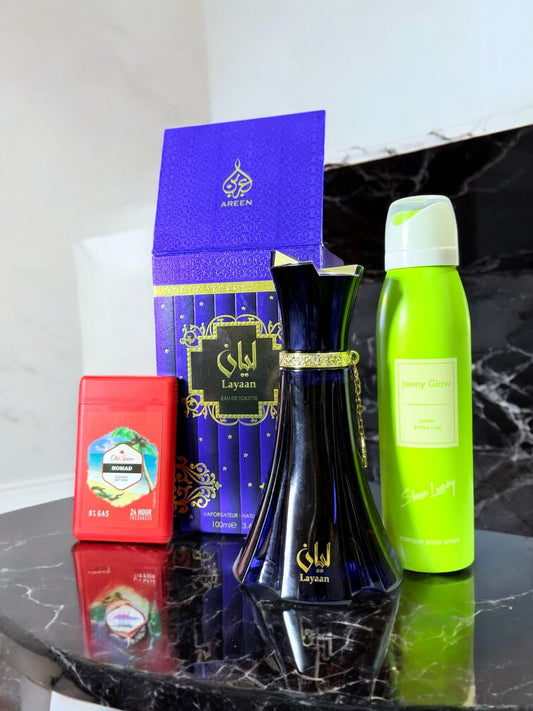 Layan Perfume 100ml by Areen with Body Spray Gift (Allow to Open)
