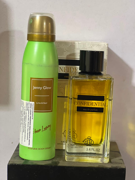 Confidential by Fragrance World – Eau de Parfum with FREE Body Spray Gift | Parcel Open Allowed